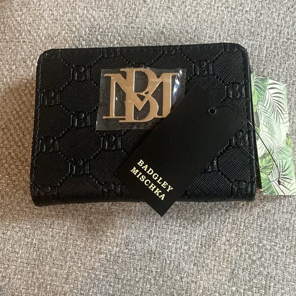 Badgley Mischka black Small Zip Around Wallet - Picture 1 of 9